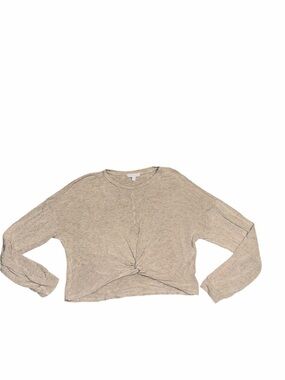 Beyond Yoga Beige Knit Cropped Long-Sleeve Top - Size Small